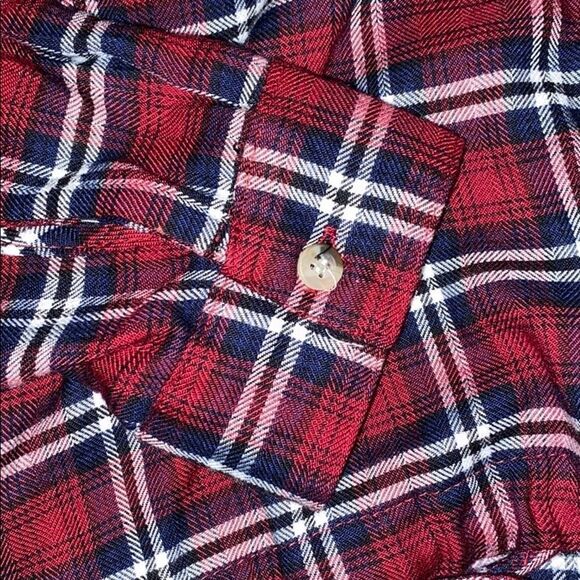 Style Envy Button Up Top Plaid Tie Front Womens Size Small - Picture 4 of 8